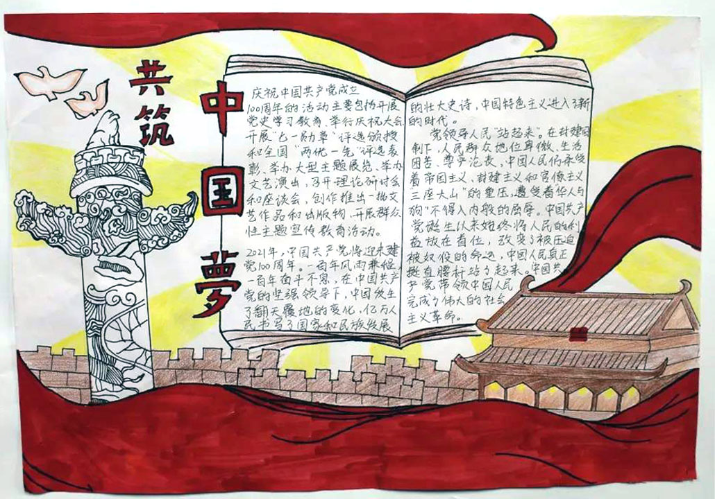 简单漂亮的庆祝中国建党100周年手抄报-图7