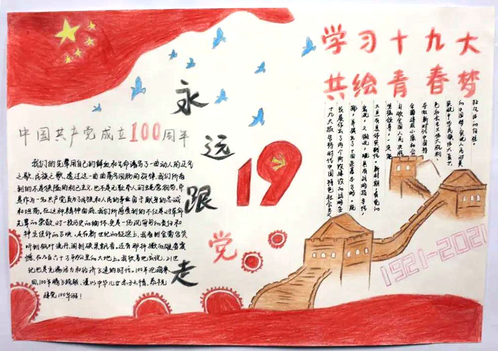 简单漂亮的庆祝中国建党100周年手抄报-图9