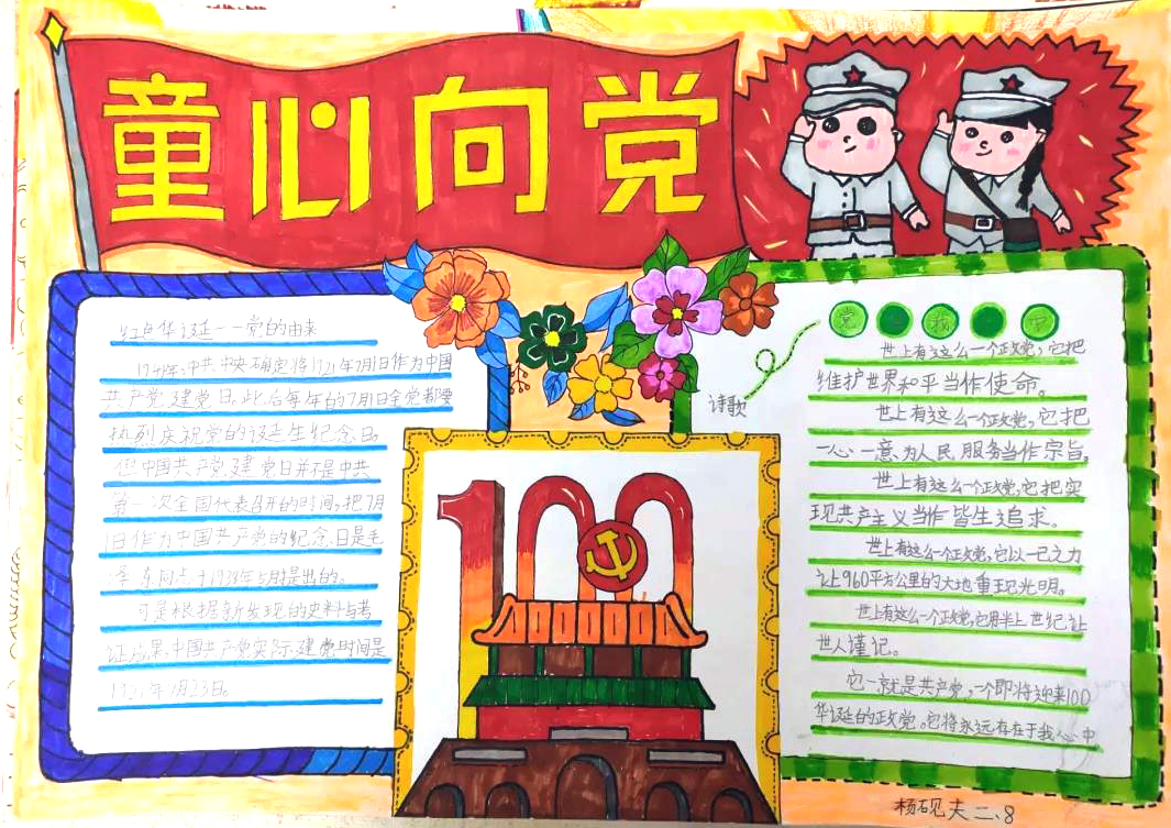 “童心向党 同心向党”主题手抄报-图1