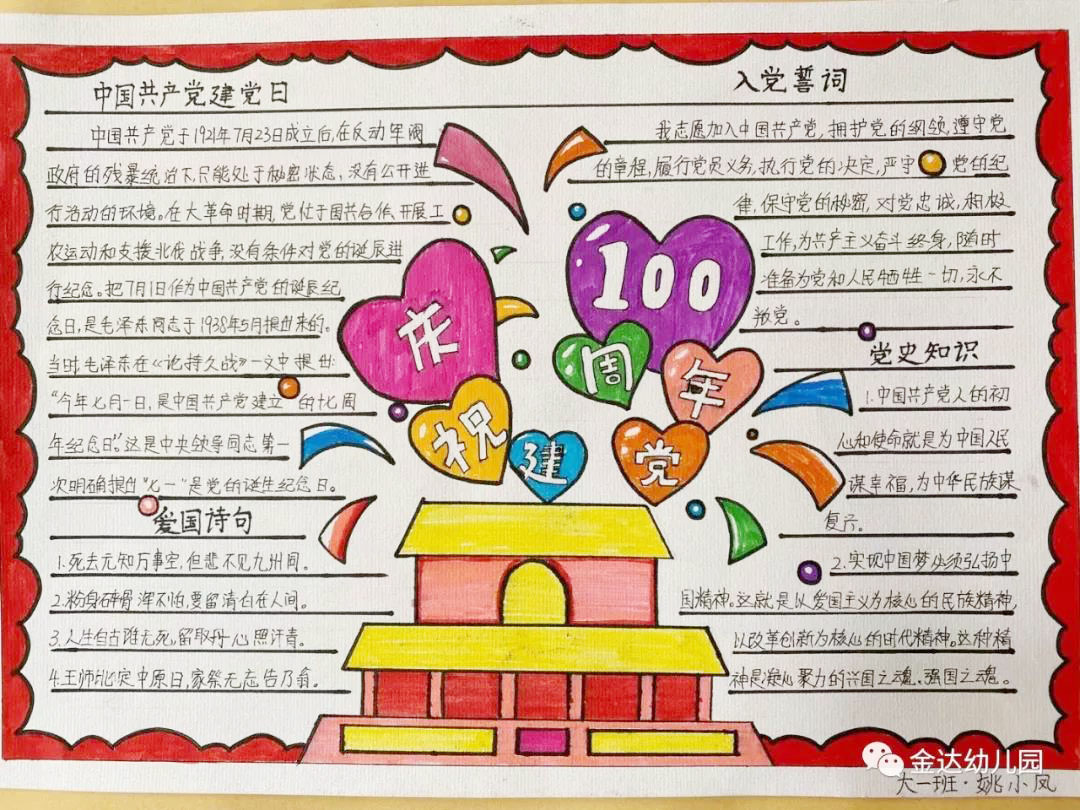 超简单小学生建党100周年手抄报-图7