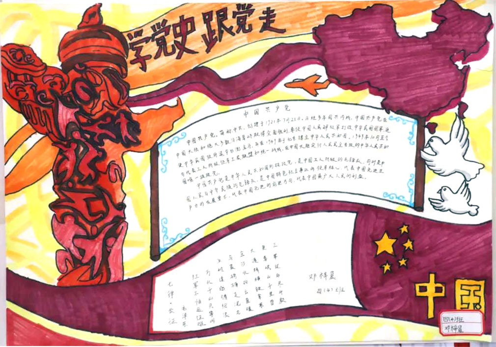 爱党手抄报绘画绘画-图4