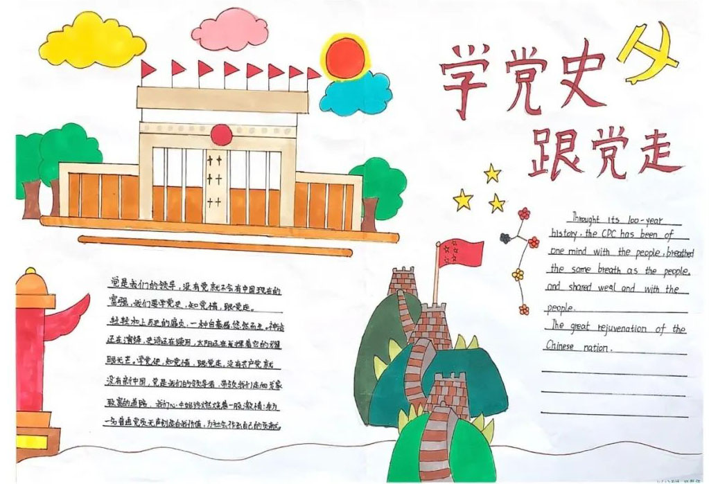 漂亮的红心向党快乐成长手抄报-图4