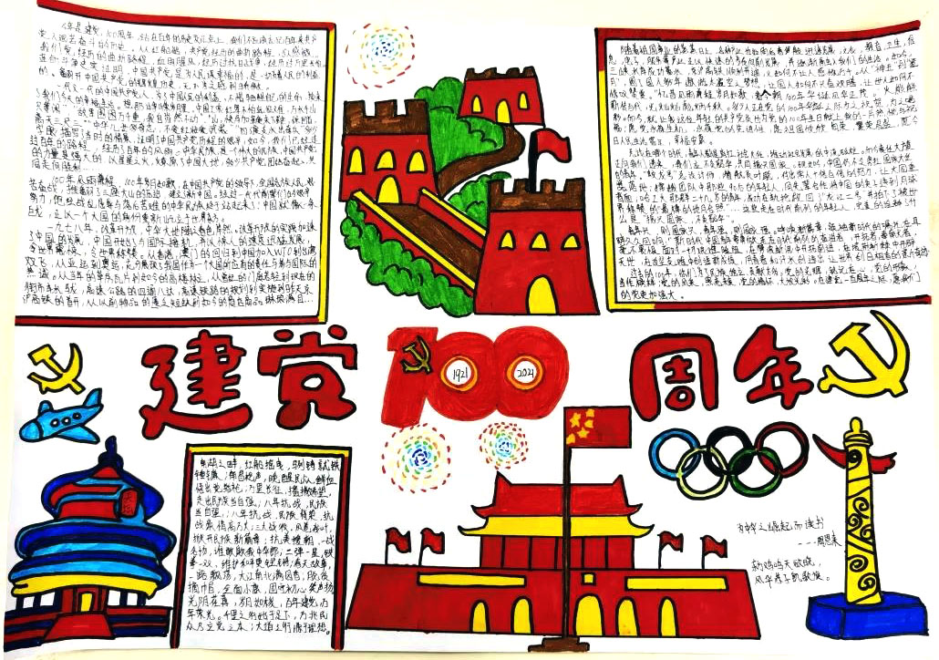 初二年级建党100周年手抄报优秀作品-图2