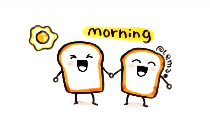 一组元气满满吐司面包简笔画-图2