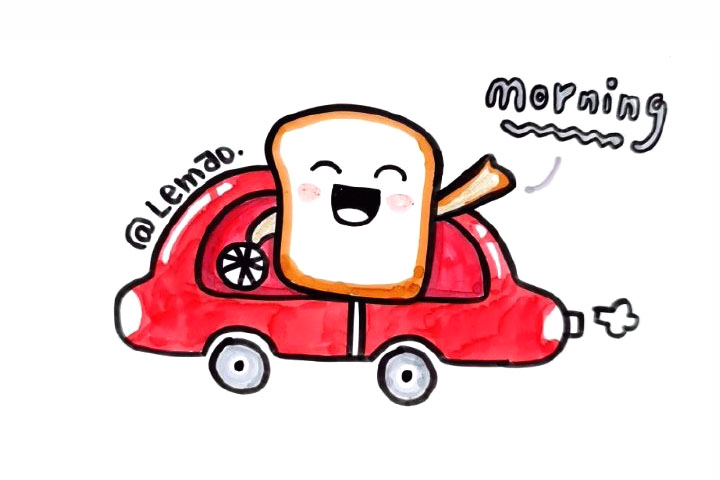 一组元气满满吐司面包简笔画-图5