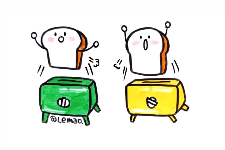 一组元气满满吐司面包简笔画-图8