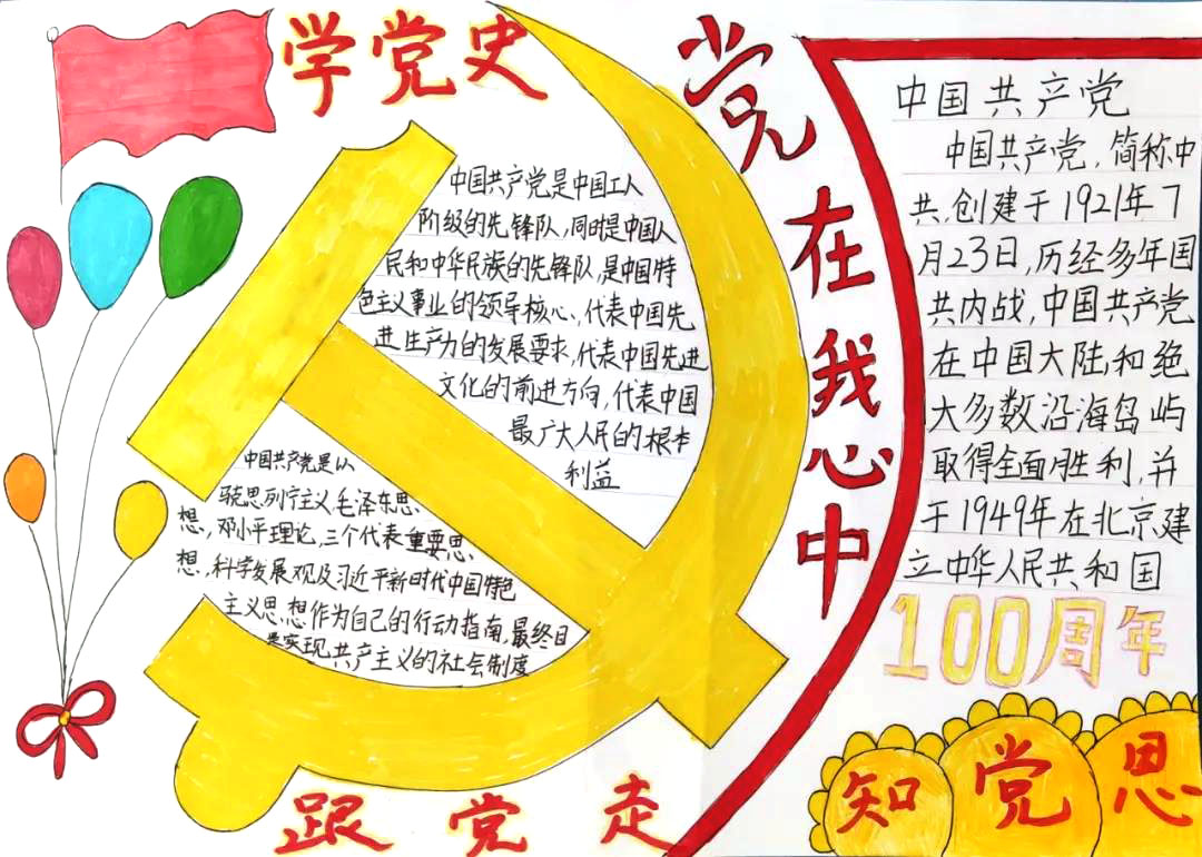 有关建党100周年的手抄报版面设计图-图4