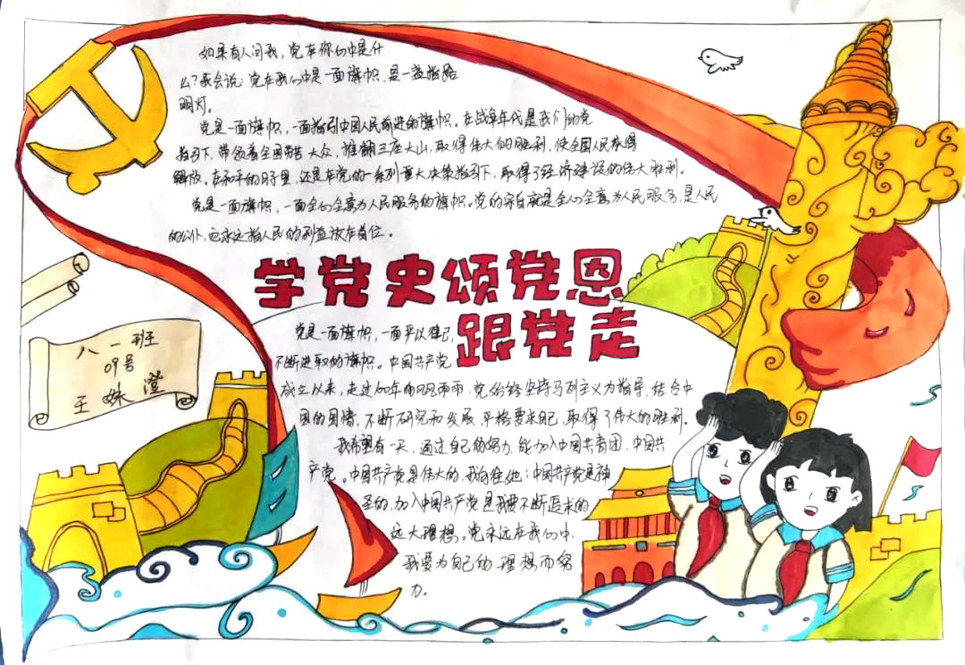 有关建党100周年的手抄报版面设计图-图6