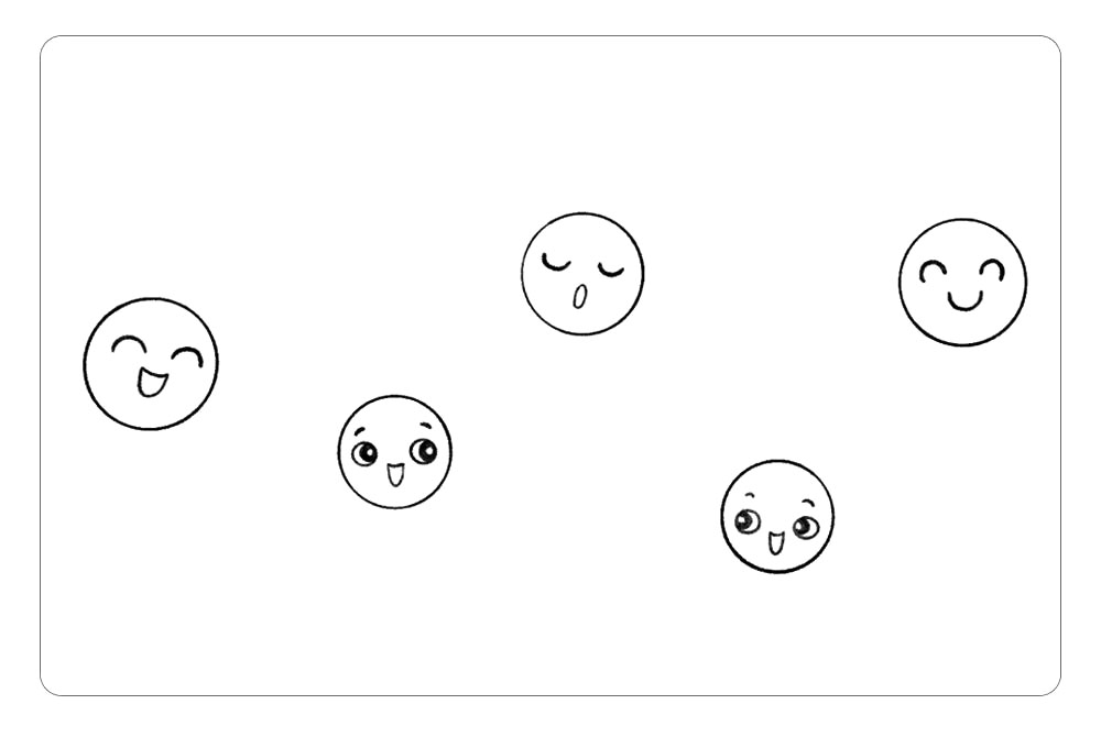 步骤2：并在小圆里面画上各种丰富可爱的表情。