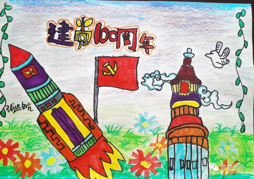 有关建党100周年的手抄报简笔画-图1