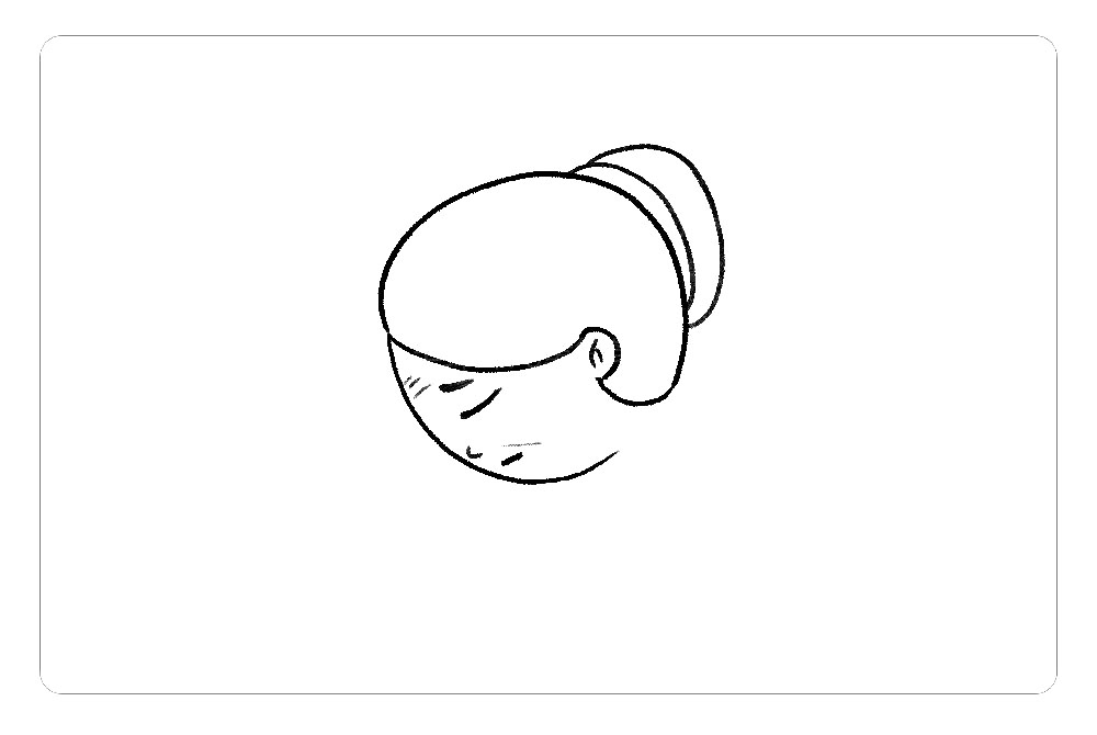 步骤2：简单的加上母亲的发髻，这首诗表达了母亲对孩子的关心和不舍，所以我们画表情的时候要注意这一点。