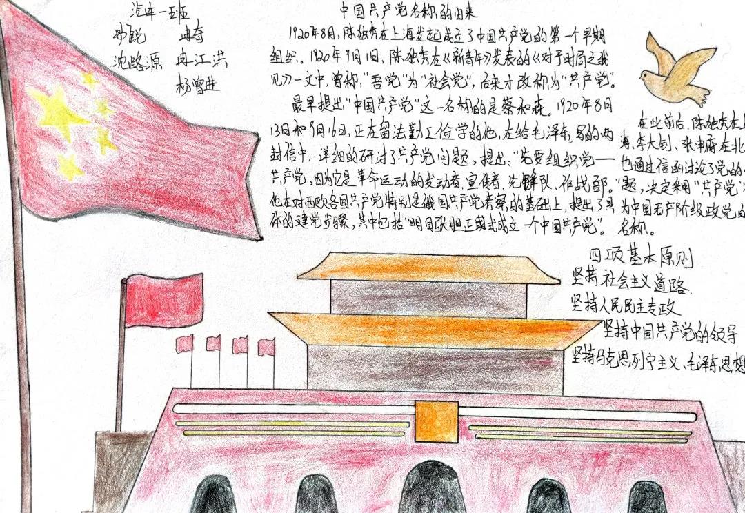 爱党颂党主题手抄报这样画好看-图4