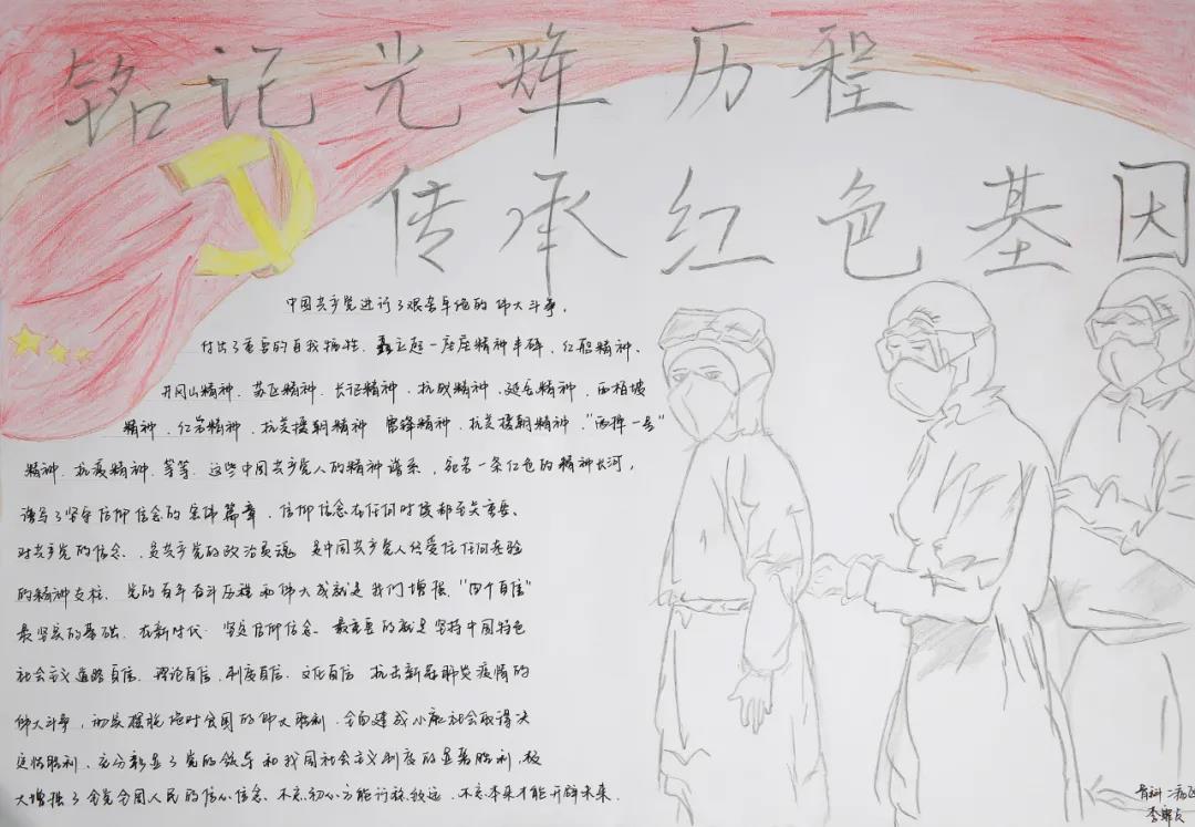 步骤6：题目：铭记光辉历程，传承红色基因 简要：红色基因是信仰，目光远大，追求高尚；红色基因是忠诚，爱国爱党，矢志不渝；红色基因是追求，勇于拼搏，自强不息！