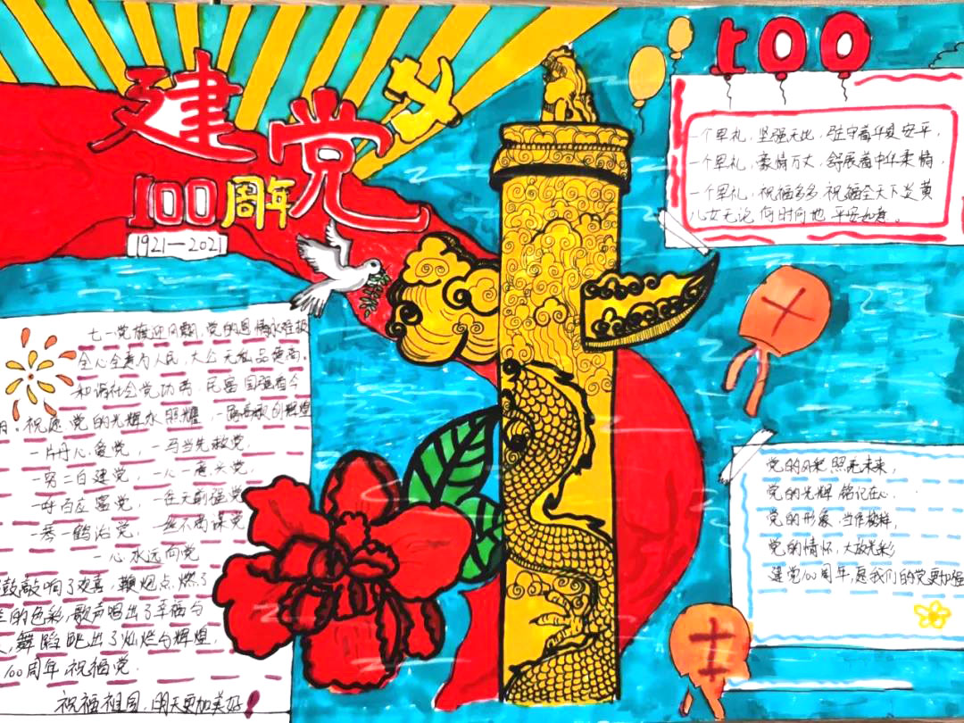 11张幼儿园庆祝建党100周年手抄报-图1