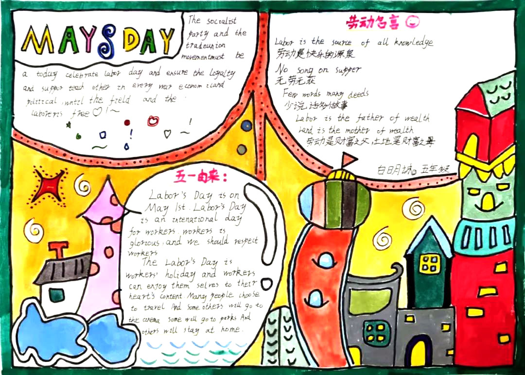 五一劳动节英语手抄报图片-图2
