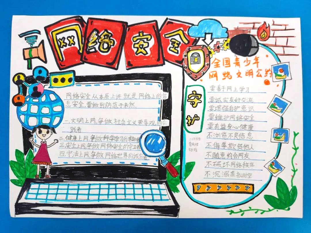 8张简单漂亮的网络安全手抄报-图1