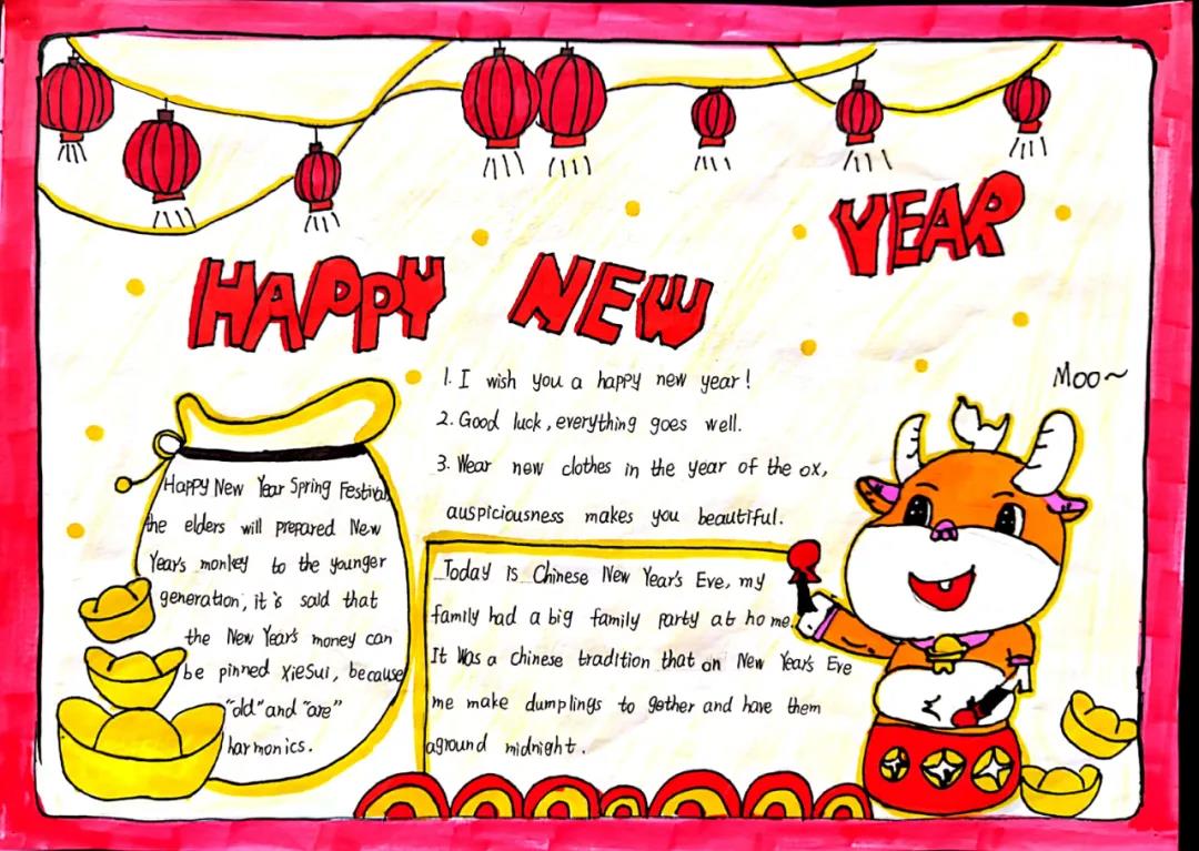 简单漂亮的新年英语手抄报图片-图8