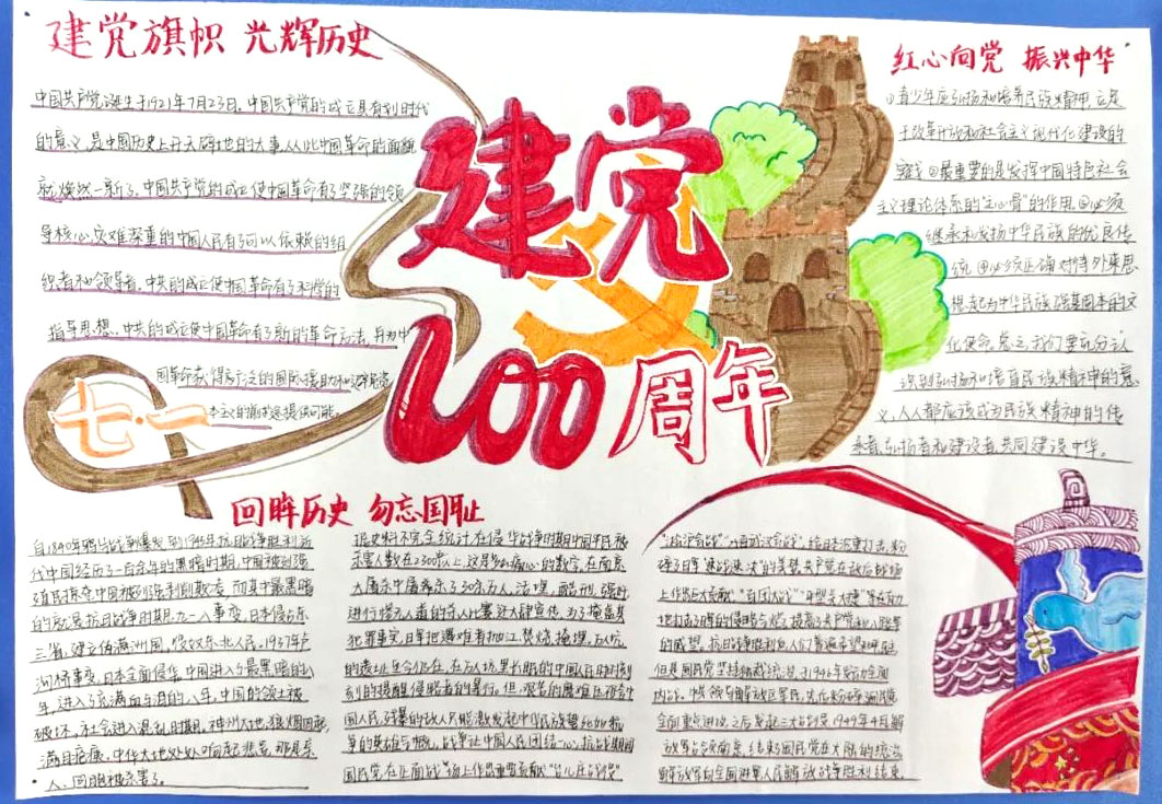 百年征程，喜迎建党100周年手抄报-图1