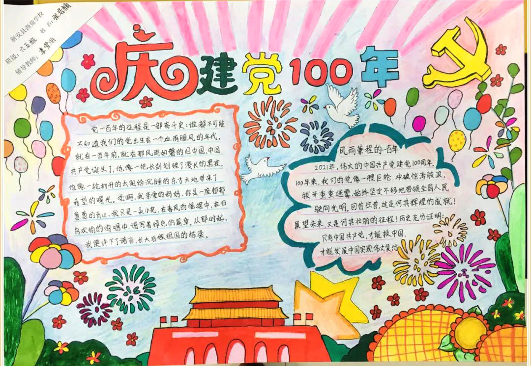 百年征程，喜迎建党100周年手抄报-图2