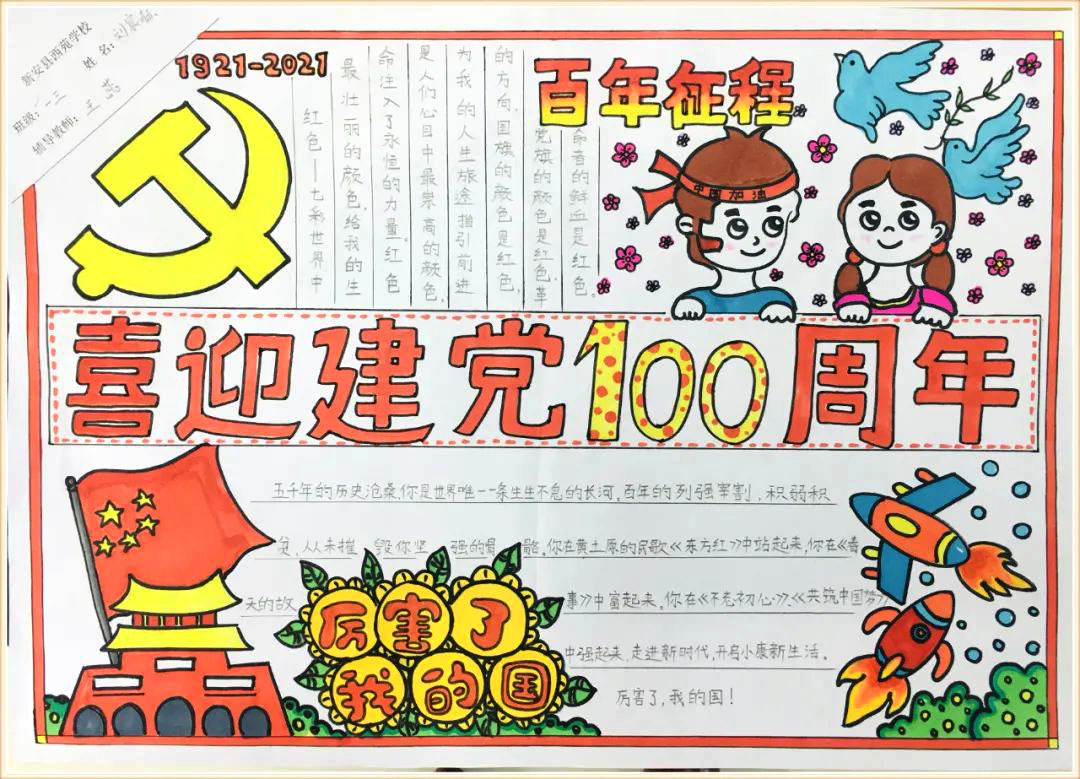 百年征程，喜迎建党100周年手抄报-图3