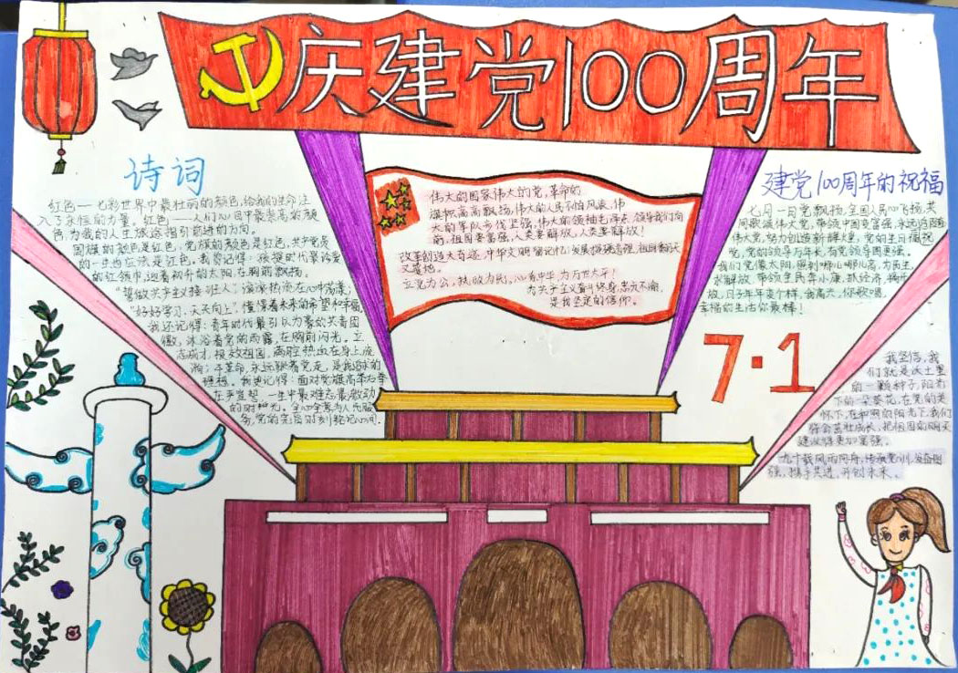 百年征程，喜迎建党100周年手抄报-图6