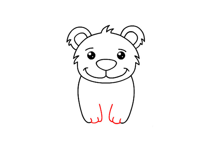 可爱小熊简笔画详细步骤-图12