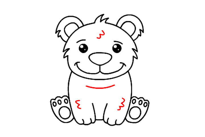 可爱小熊简笔画详细步骤-图16