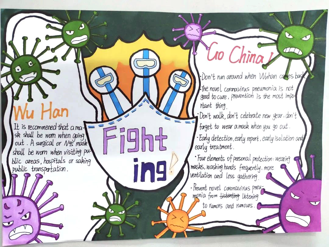 关于抗击疫情的英语手抄报-图3