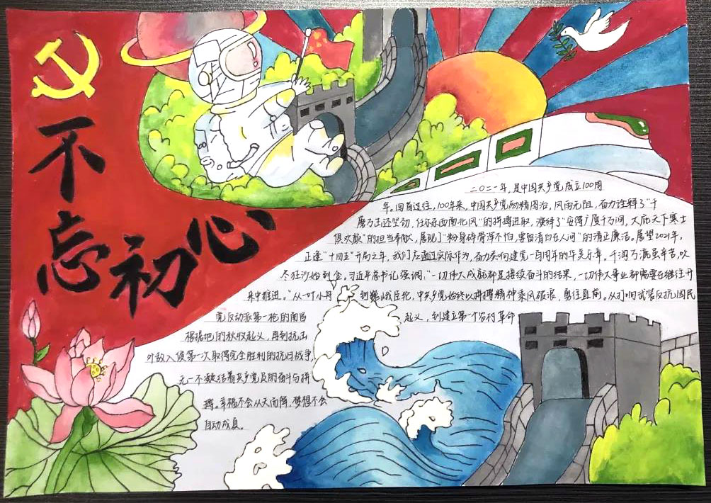 2021喜迎建党100周年手抄报一等奖作品-图5