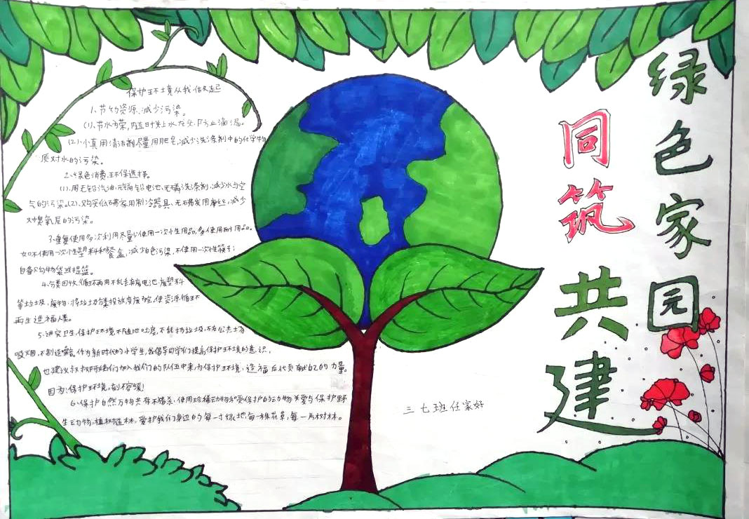 三年级绿色环保手抄报图片-图1