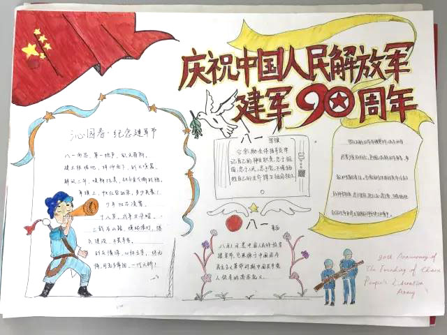 3张漂亮的八一建军节手抄报模板-图1