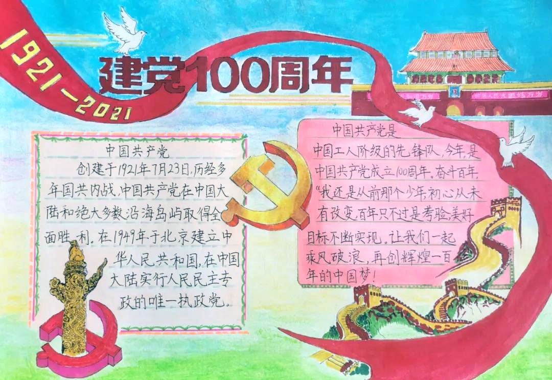 “童心向党 喜迎建党百年”主题手抄报-图6