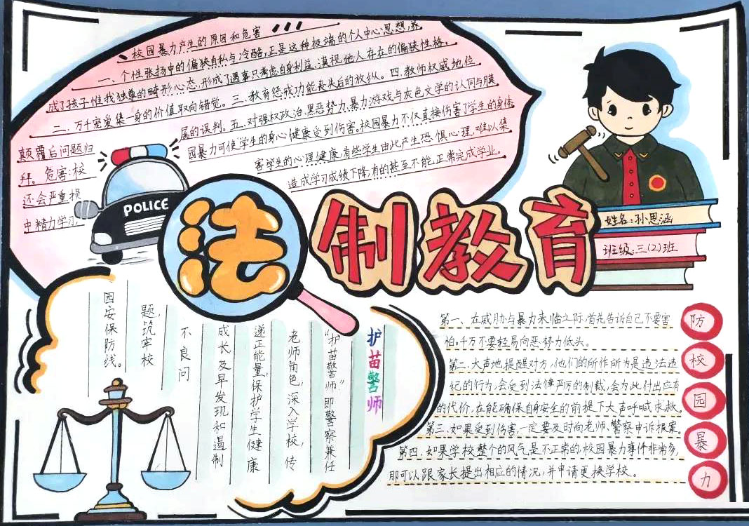 初一学生遵纪守法手抄报获奖作品-图3
