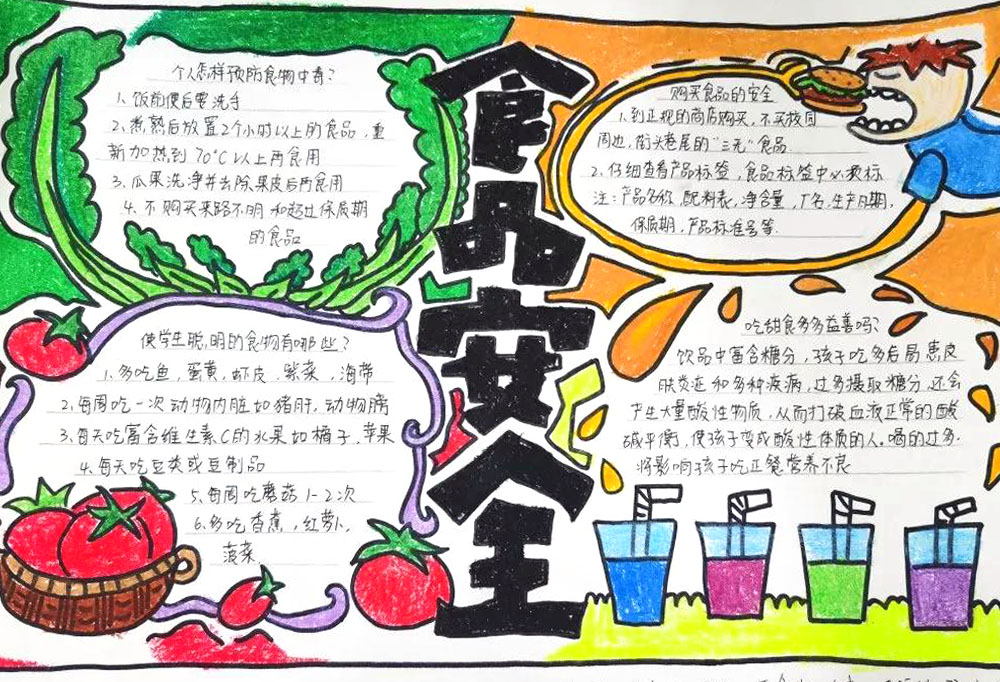 食品安全伴校园手抄报作品欣赏-图3