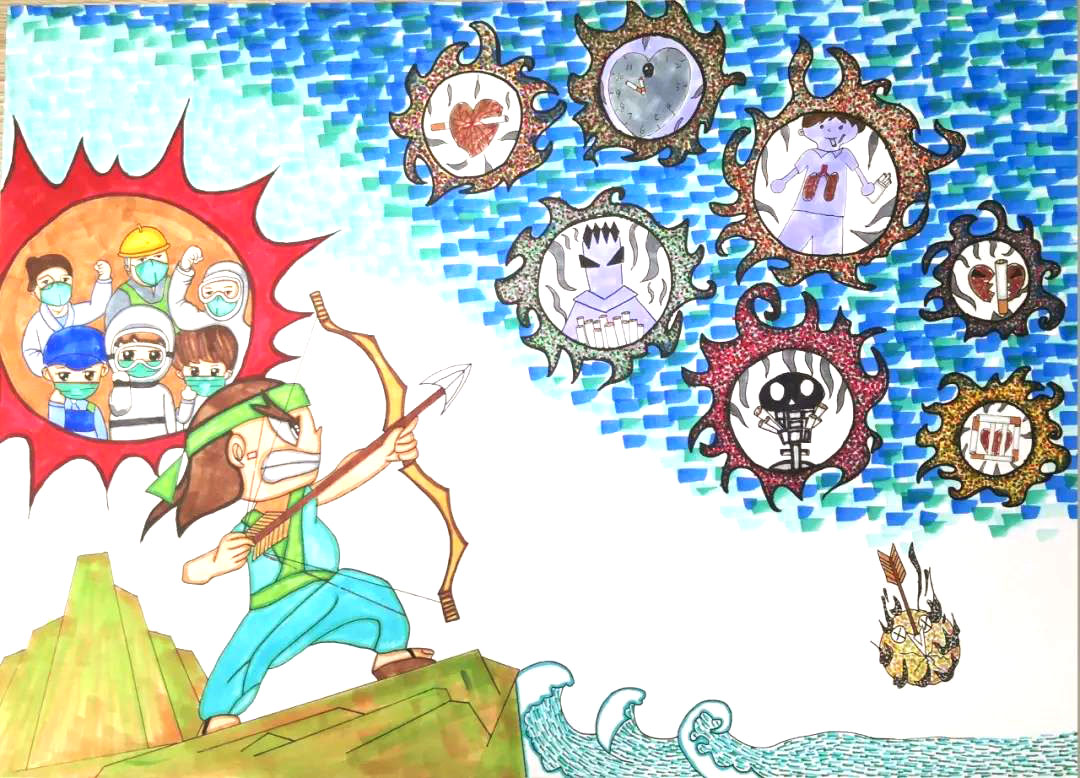 抗击病毒主题儿童画优秀作品-图2