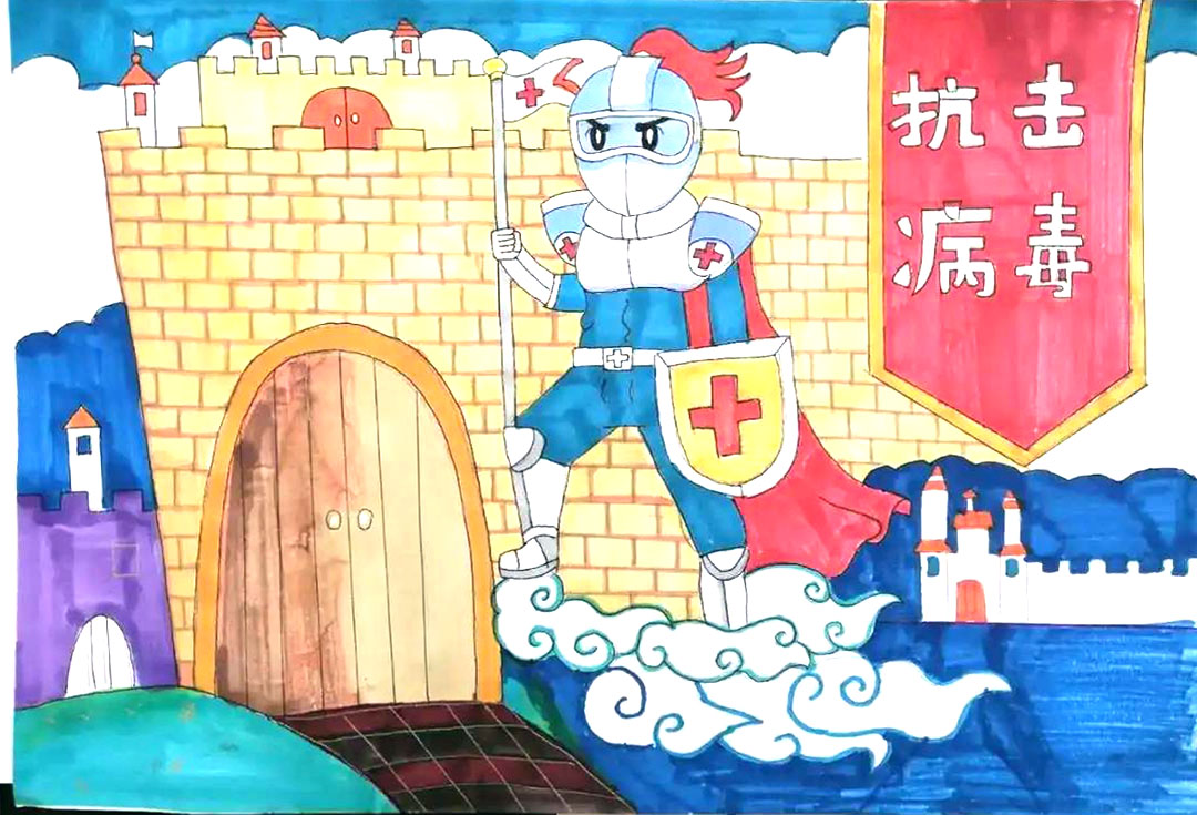 抗击病毒主题儿童画优秀作品-图3