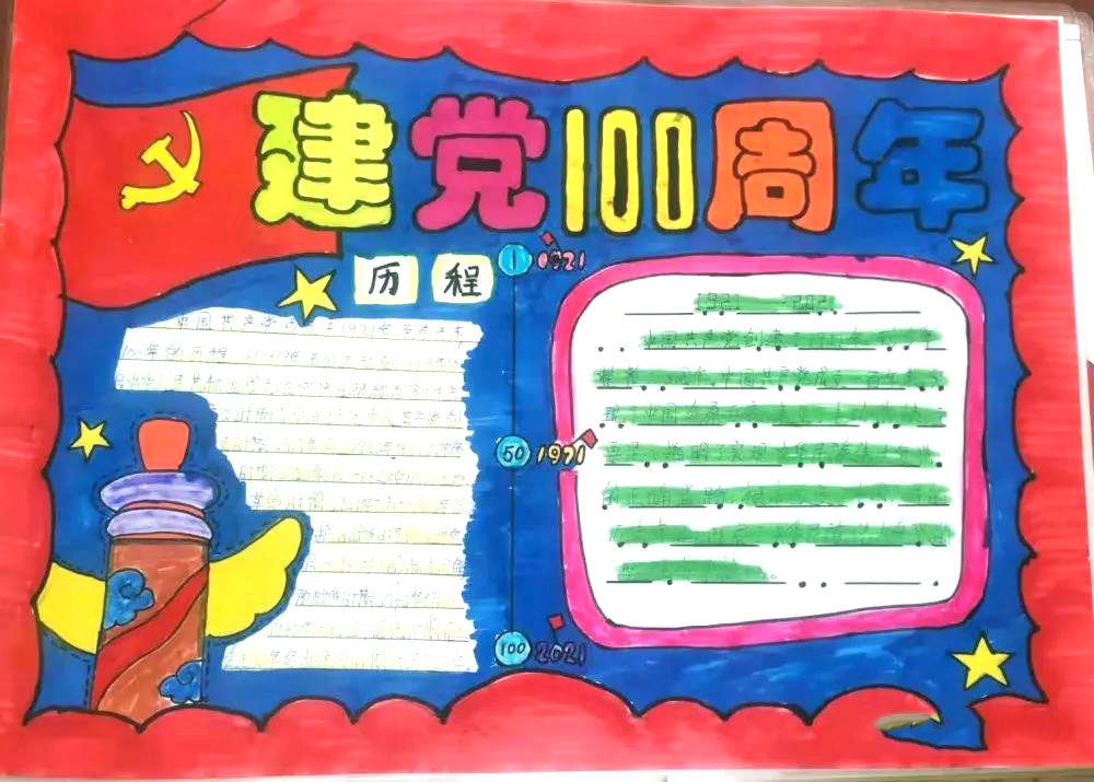 “我为建党100周年献礼”主题手抄报-图6
