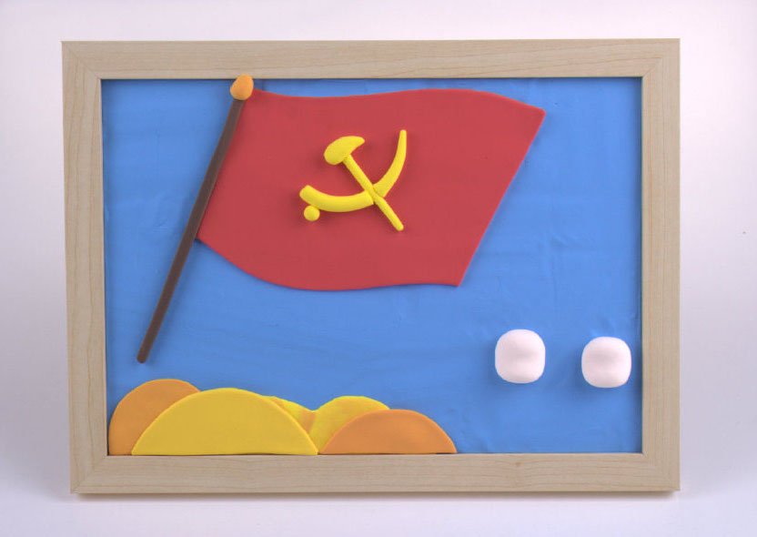 步骤7：在画框右边空白部分我们做出两个小孩，一个男孩一个女孩