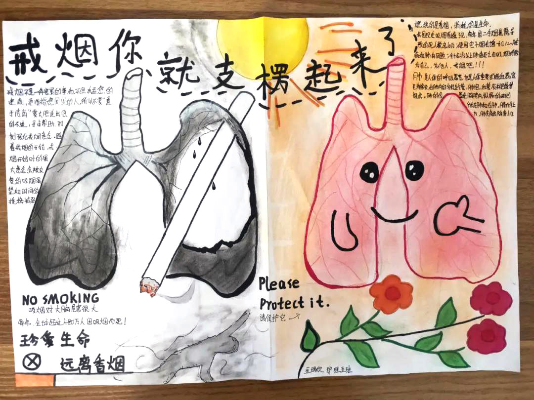 三年级的世界无烟日手抄报作品-图1