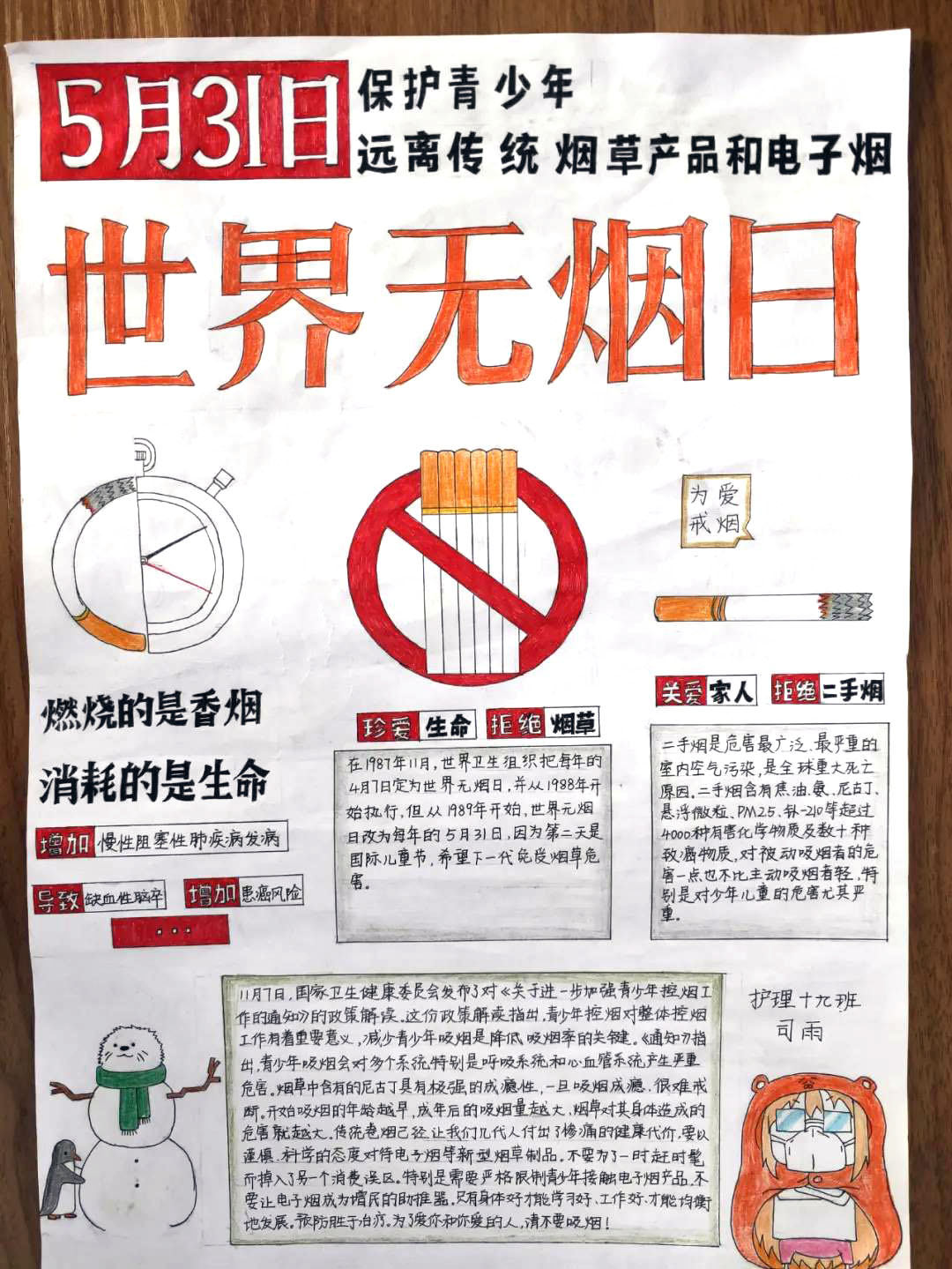 三年级的世界无烟日手抄报作品-图10