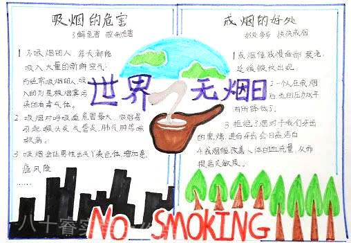 “小手牵大手 共同来禁烟”主题手抄报-图8