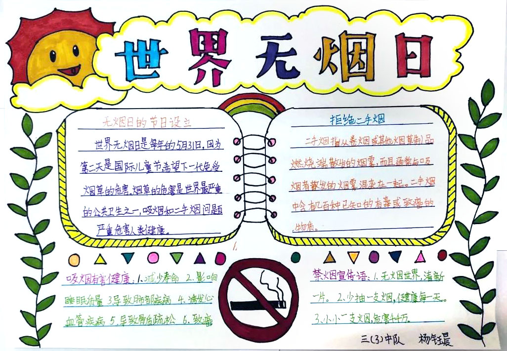 简单漂亮的世界无烟日手抄报优秀作品-图3