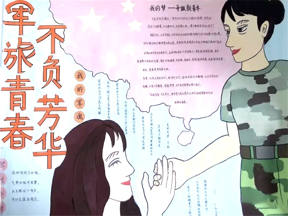 “军旅青春 不负风华”主题手抄报-图6