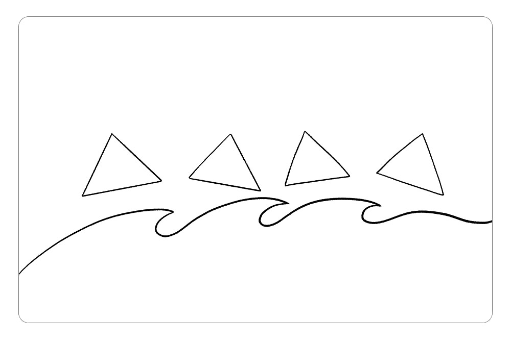 步骤2：在三角形的下方画上一层层的波浪。