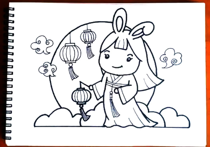 中秋月儿圆 中秋节主题儿童画教程-图12