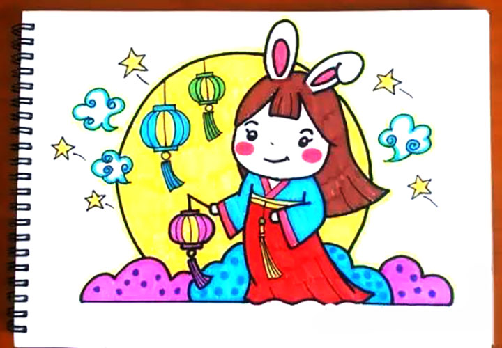 中秋月儿圆 中秋节主题儿童画教程