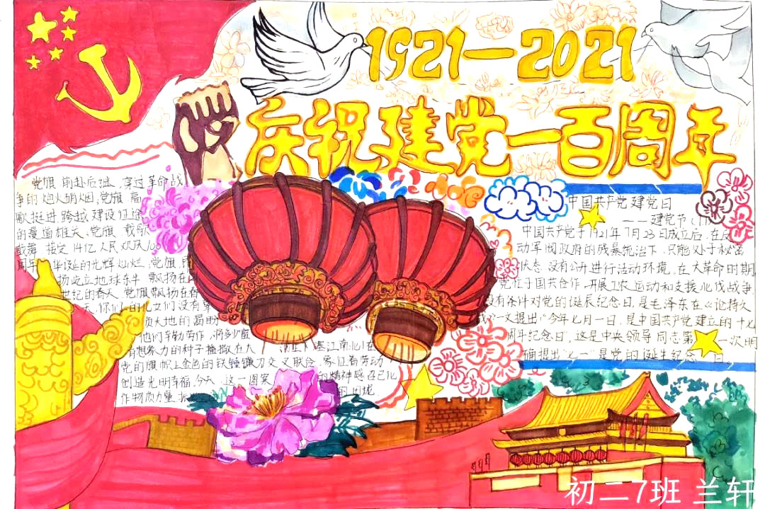 “传承红色基因，献礼建党百年”主题手抄报-图3
