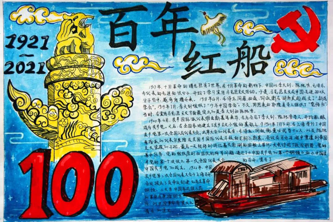 传承红色记忆，喜迎建党100年手抄报-图1