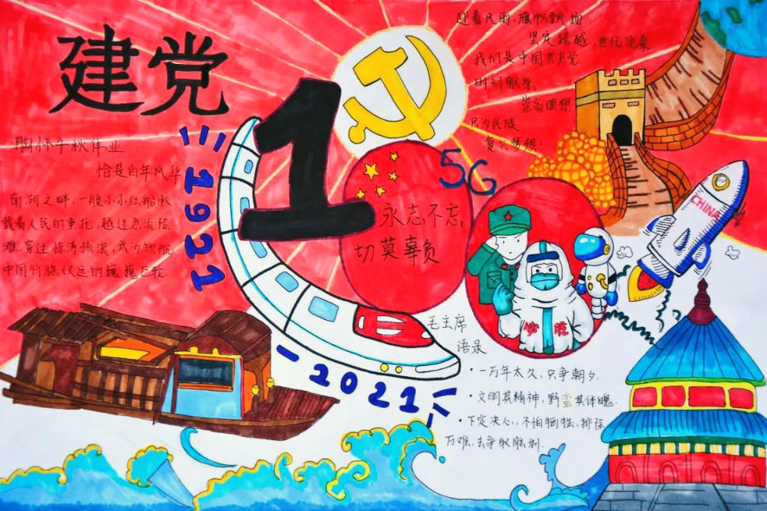 传承红色记忆，喜迎建党100年手抄报-图3