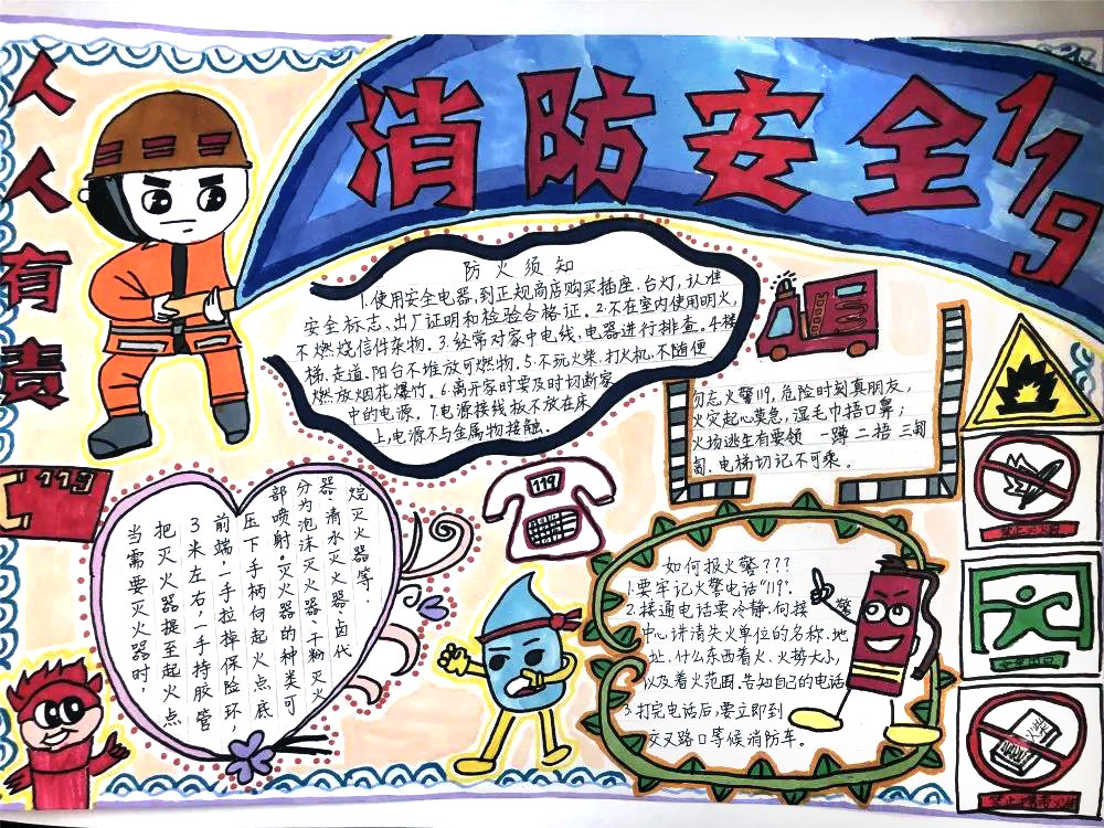 初中消防安全教育手抄报-图5